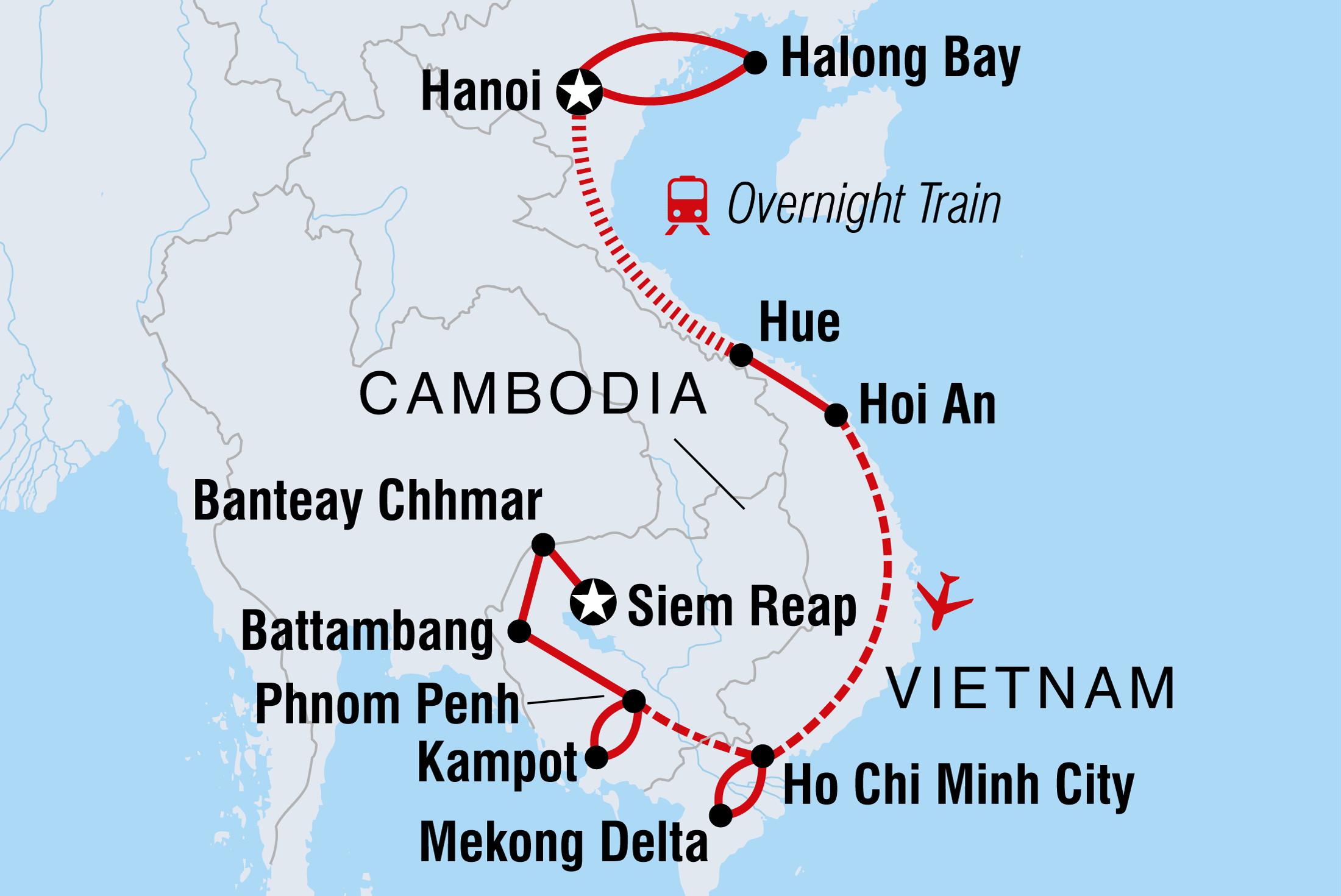 tourhub | Intrepid Travel | Vietnam & Cambodia Real Food Adventure | Tour Map