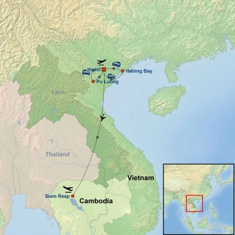 tourhub | Indus Travels | Vietnam and Cambodia Yoga Tour | Tour Map