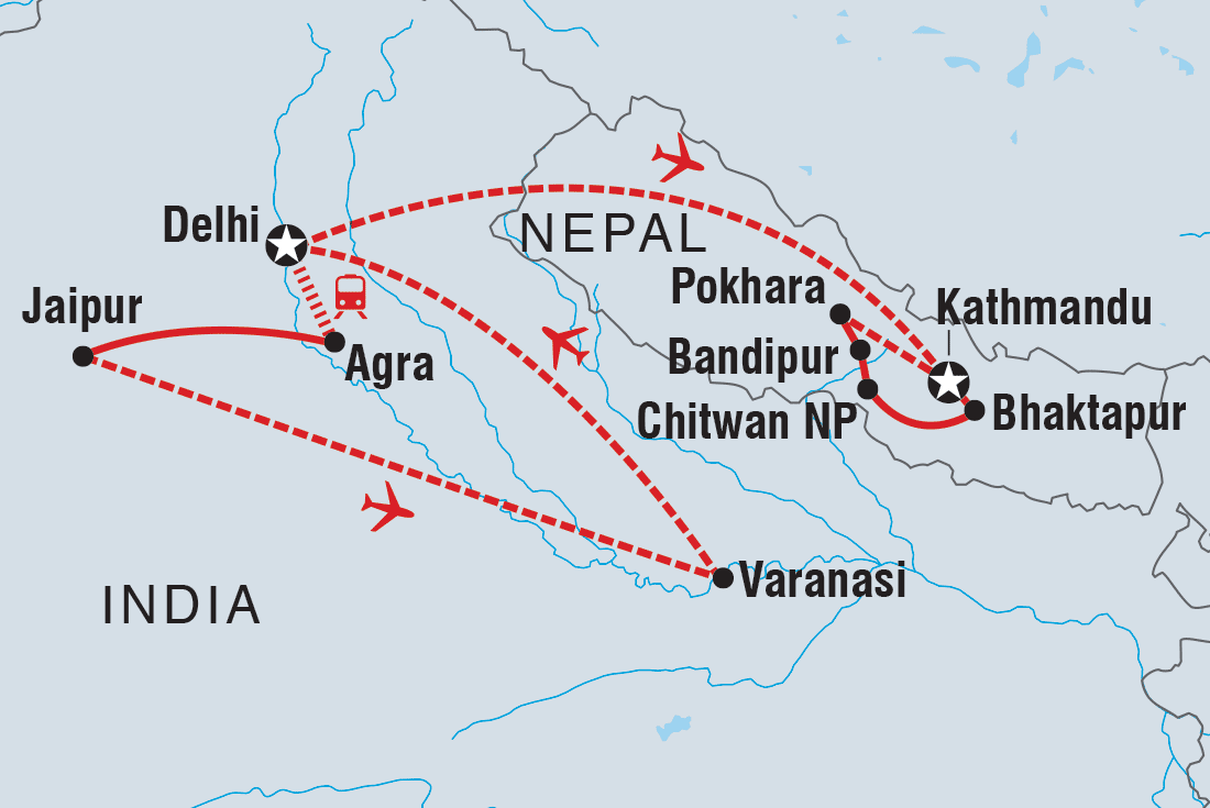 tourhub | Intrepid Travel | India & Nepal Adventure | Tour Map