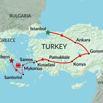 tourhub | Encounters Travel | Classic Turkey & Greek Islands tour | Tour Map