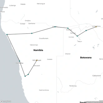 tourhub | Encounters Travel | Nairobi to Windhoek - 29 days - Africa Family Overland | Tour Map