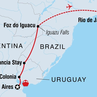 tourhub | Intrepid Travel | Best of Argentina, Uruguay & Brazil | Tour Map