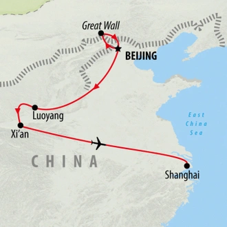 tourhub | On The Go Tours | Great Wall & Warriors - 10 days | Tour Map