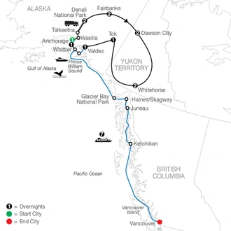 tourhub | Globus | Ultimate Alaska & the Yukon with Alaska Cruise | Tour Map