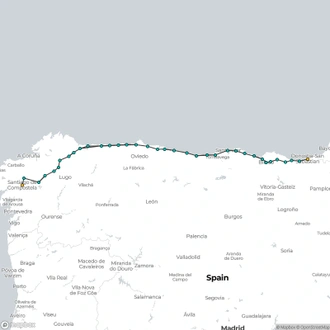 tourhub | The Natural Adventure | Full Camino del Norte: San Sebastian to Santiago | Tour Map