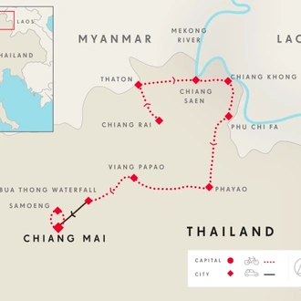 tourhub | SpiceRoads Cycling | North Thailand by Road Bike | Tour Map