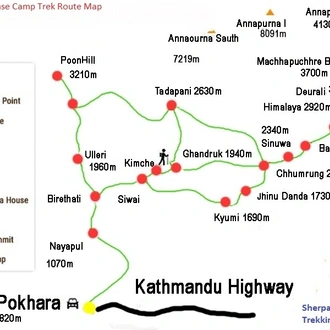 tourhub | Sherpa Expedition & Trekking | Annapurna Base Camp Trek 9 Days | Tour Map