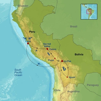 tourhub | Indus Travels | Peru and Bolivia Adventure | Tour Map