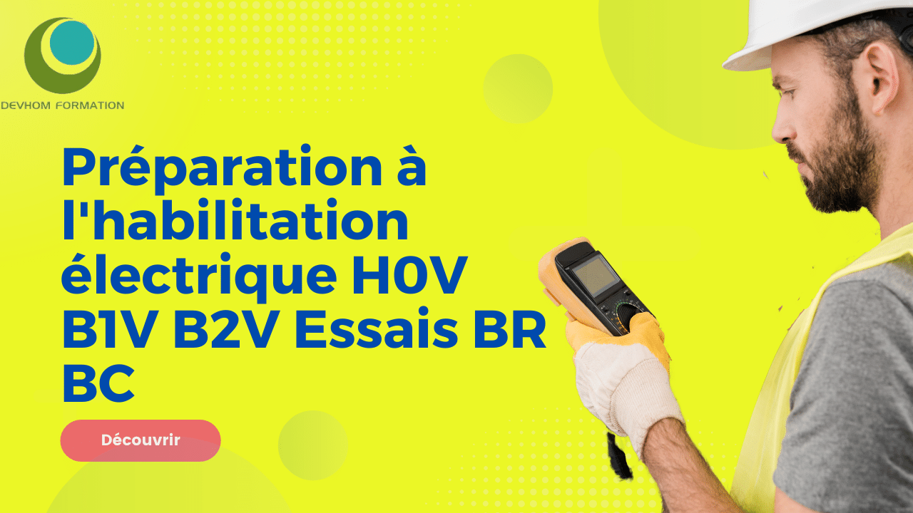 Représentation de la formation : Préparation à l'habilitation électrique indices H0 / B1 / B1V / B2 / B2V / B2V Essai / BC / BR