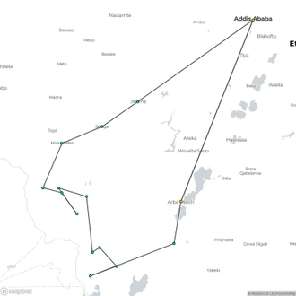 tourhub | Finot Tour and Safari Ethiopia | Surma and South Omo Valley Tribes | Tour Map