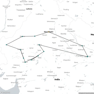 tourhub | UncleSam Holidays | Amazing Northern India Tour | Tour Map