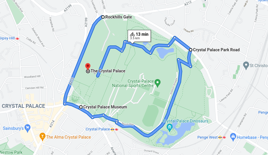 Crystal Palace Park cycle route