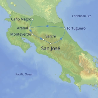 tourhub | Cox & Kings | Natural Splendours of Costa Rica | Tour Map