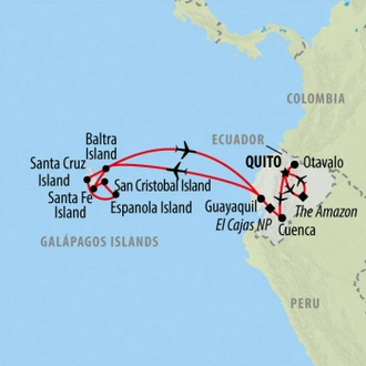 tourhub | On The Go Tours | Wilds of Ecuador - 16 days | Tour Map