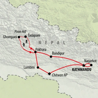 tourhub | On The Go Tours | Essential Nepal Adventure - 13 days | Tour Map