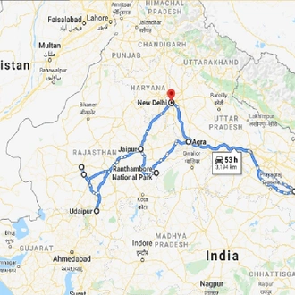 tourhub | UncleSam Holidays | Grand Tour of India | Tour Map