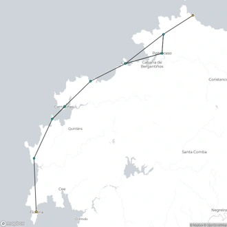 tourhub | The Natural Adventure | Camino dos Faros: Malpica to Finisterre | Tour Map