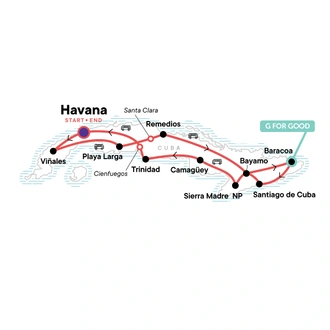 tourhub | G Adventures | Cuba: Salsa & Snorkelling | Tour Map