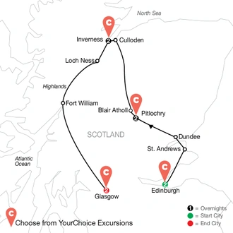 tourhub | Globus | Hot Tam!: Scotland By Design | Tour Map
