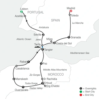 tourhub | Globus | Spain, Portugal & Morocco | Tour Map