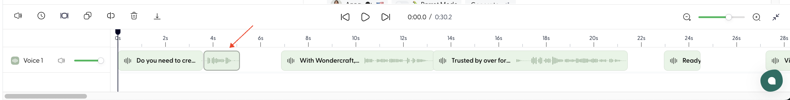 Drag a clip along an audio track