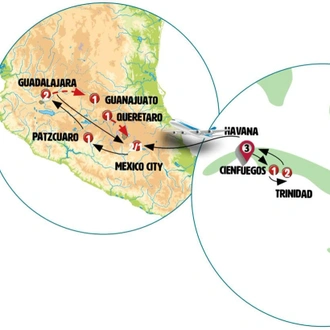 tourhub | Europamundo | The Best of Cuba and Mexico | Tour Map