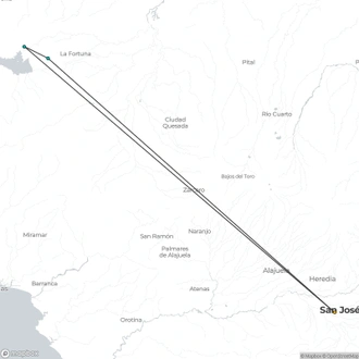 tourhub | Destiny Travel Costa Rica | 2 Days: Arenal Volcano & Tabacon Hot Springs from San Jose | Tour Map