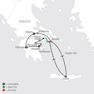 tourhub | Globus | Greek Escape plus 2 nights in Crete | Tour Map