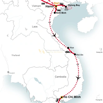 tourhub | Vietnam Amazing Tours | 15 Days Best of Vietnam | Tour Map