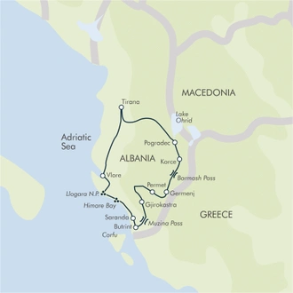 tourhub | Exodus | Cycling in Albania | Tour Map