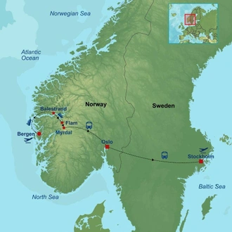 tourhub | Indus Travels | Magic of Norwegian Fjords and Stockholm | Tour Map