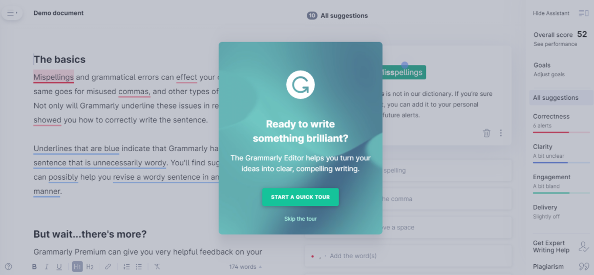 grammarly product tour
