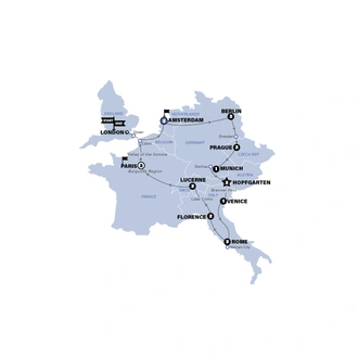 tourhub | Contiki | European Whirl | Plus | Start London | Summer 2025 | Tour Map