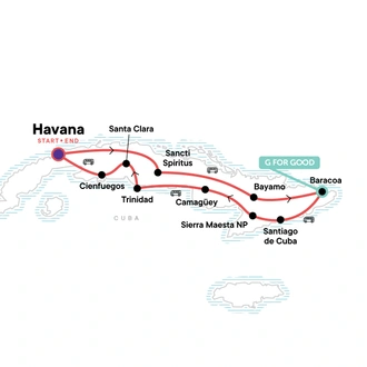 tourhub | G Adventures | Treasures of Cuba | Tour Map