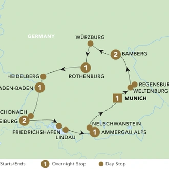 tourhub | Blue-Roads Touring | A Journey Through Germany 2025 | Tour Map