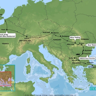 tourhub | Undiscovered Destinations | London to Istanbul Rail Adventure | Tour Map