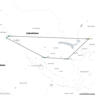 tourhub | Silk Road Trips | Historical Tour to Uzbekistan 8D/7N | Tour Map