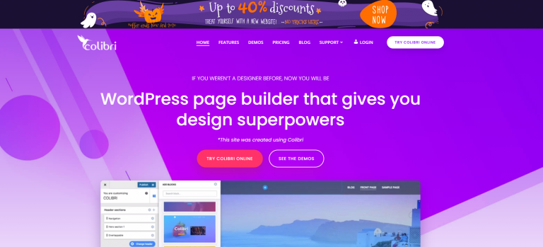 High converting headline example that says "WordPress page builder that gives you design superpowers"