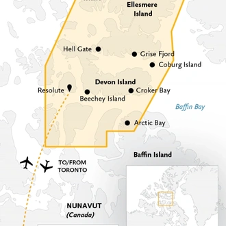 tourhub | Exodus | Canada's Remote Arctic: Northwest Passage to Ellesmere and Axel Heiberg Islands | Tour Map