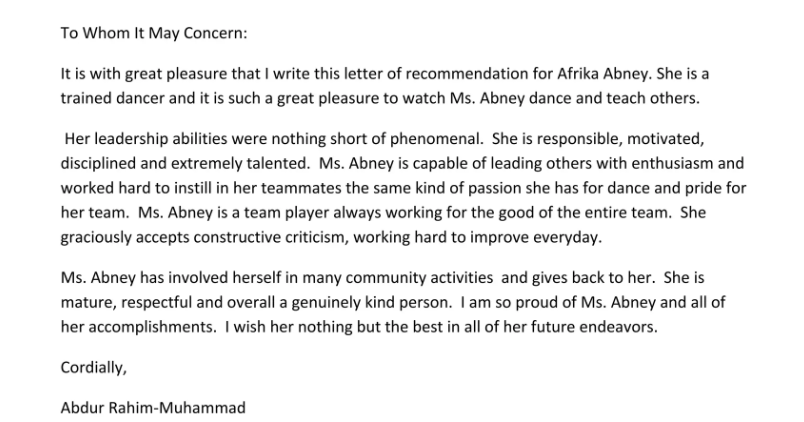 example of a scholarship recommendation letter