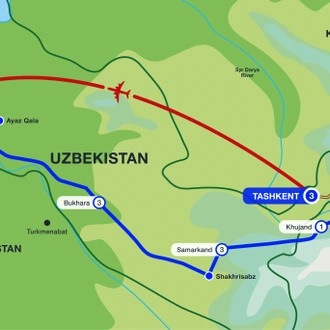 tourhub | Sundowners Overland | Tamerlane's Empire | Tour Map