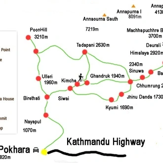 tourhub | Sherpa Expedition & Trekking | Annapurna Base Camp Trek 15 Days | Tour Map