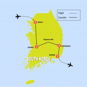 tourhub | Tweet World Travel | Highlights Of Korea | Tour Map