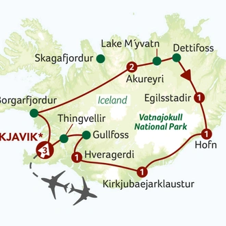 tourhub | Saga Holidays | Icelandic Adventure | Tour Map