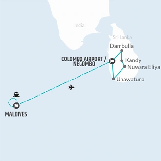 tourhub | Bamba Travel | Sri Lanka & Maldives Discovery 12D/11N | Tour Map