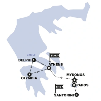 tourhub | Contiki | Spotlight on Greece & Athens to Santorini Plus | 2024 | Tour Map