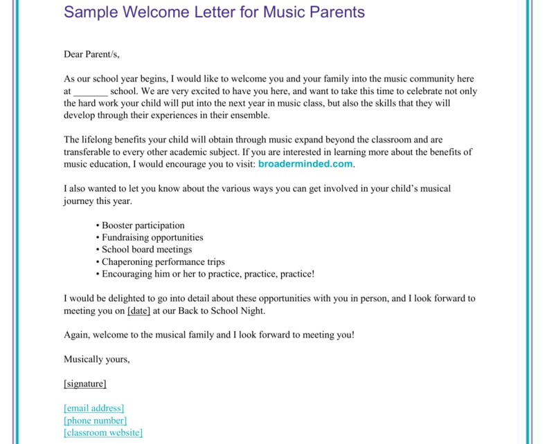 Teacher Introduction Letter to Parents Examples