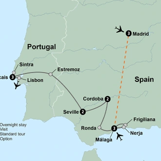 tourhub | Collette | Exploring Iberia: Southern Spain to Coastal Portugal  | Tour Map