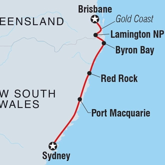 tourhub | Intrepid Travel | One Week from Sydney to Brisbane | Tour Map