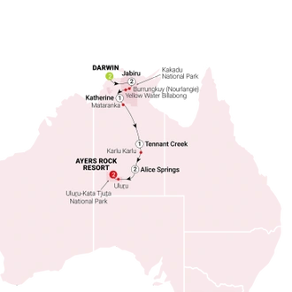 tourhub | AAT Kings | Northern Territory Explorer | Tour Map